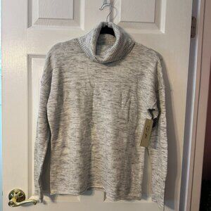 Gray and White Turtleneck Sweater